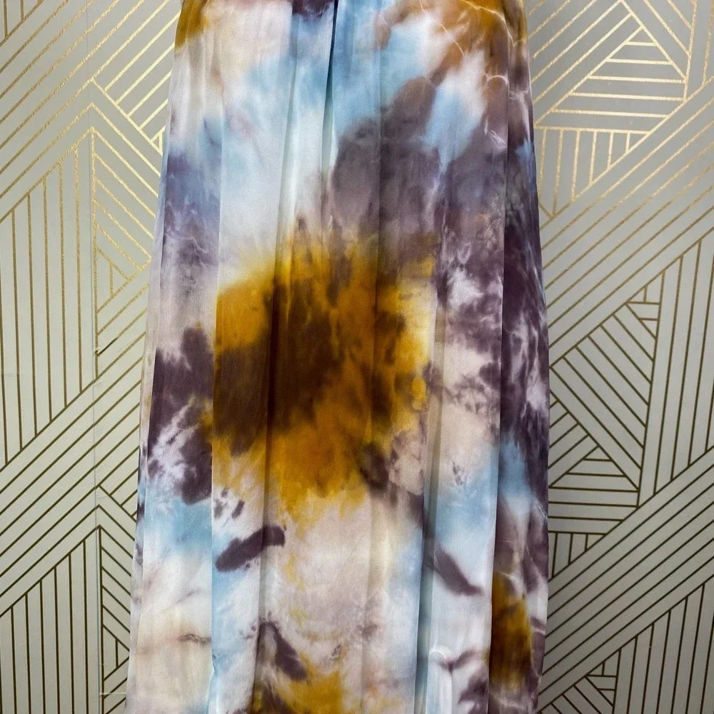 Young Fabulous & Broke Elie Trapeze Orange Blue White Maxi Dress Size Medium - Picture 4 of 12